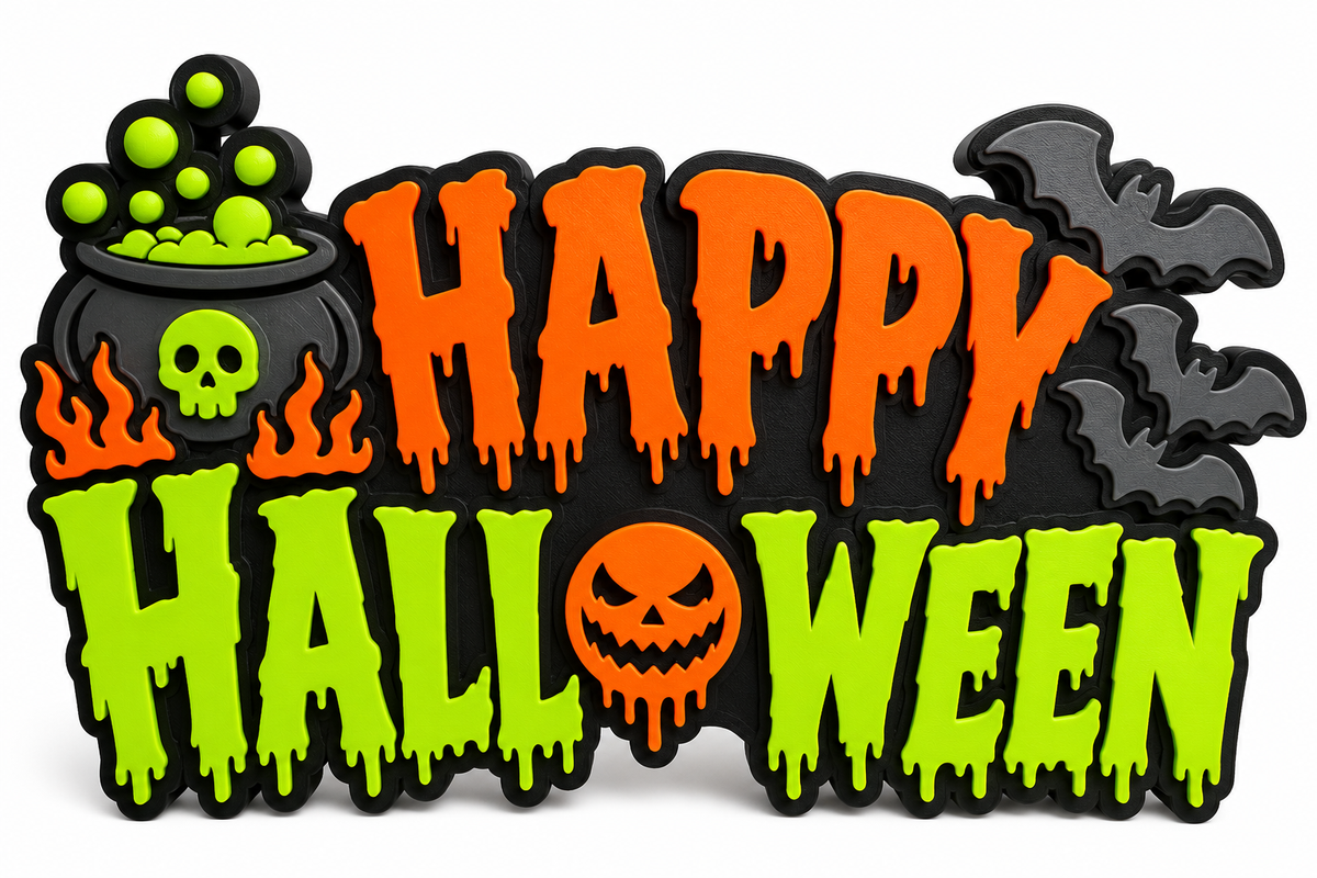 Happy Halloween Sign Orange/Green
