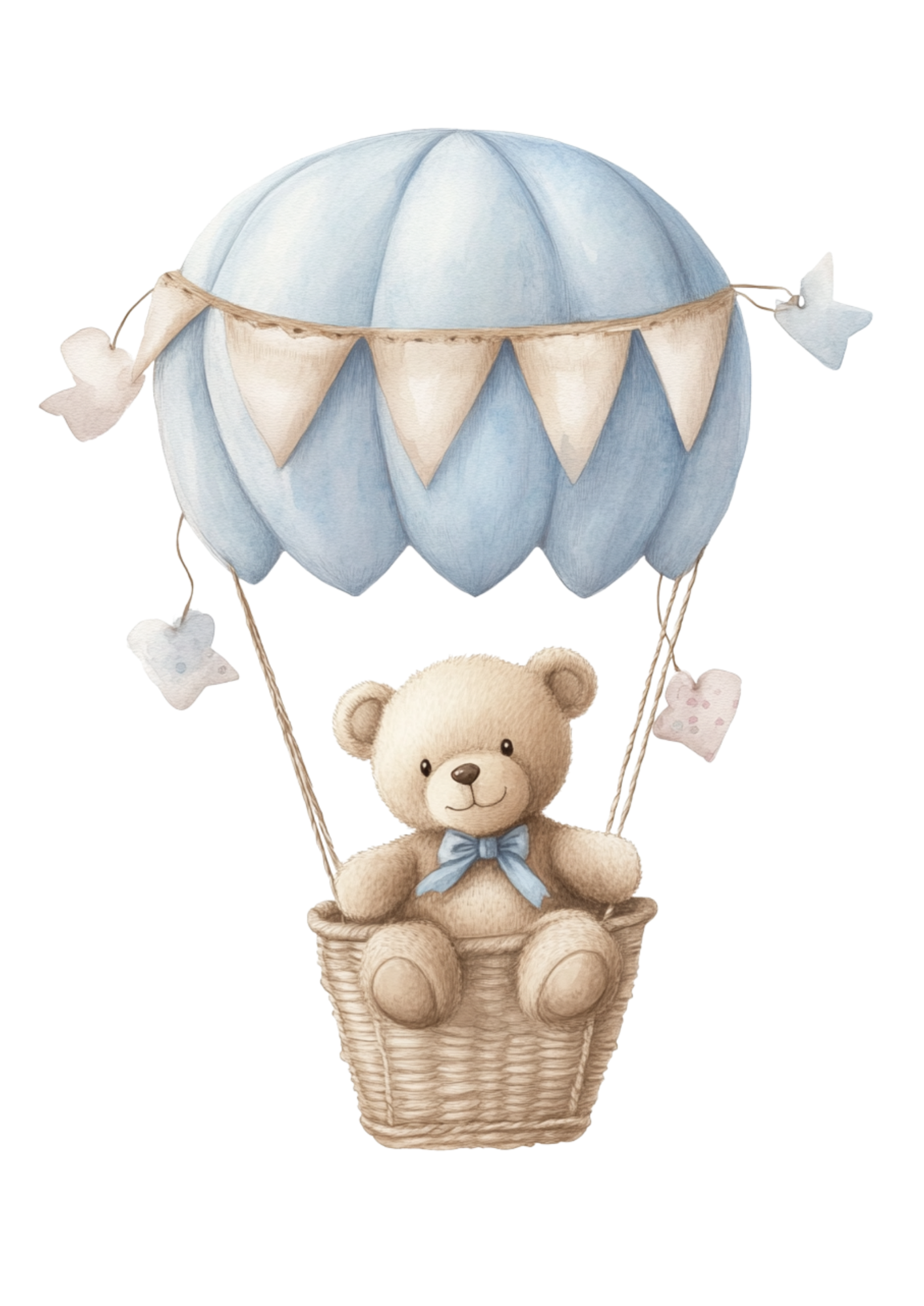 Set of 3 Teddy Bear Nursery Wall Prints – Personalised Baby Boy Decor