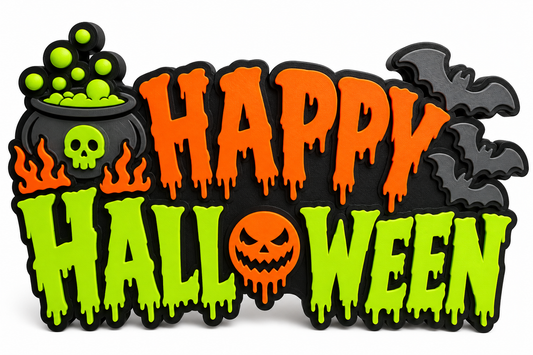 Happy Halloween Sign Orange/Green