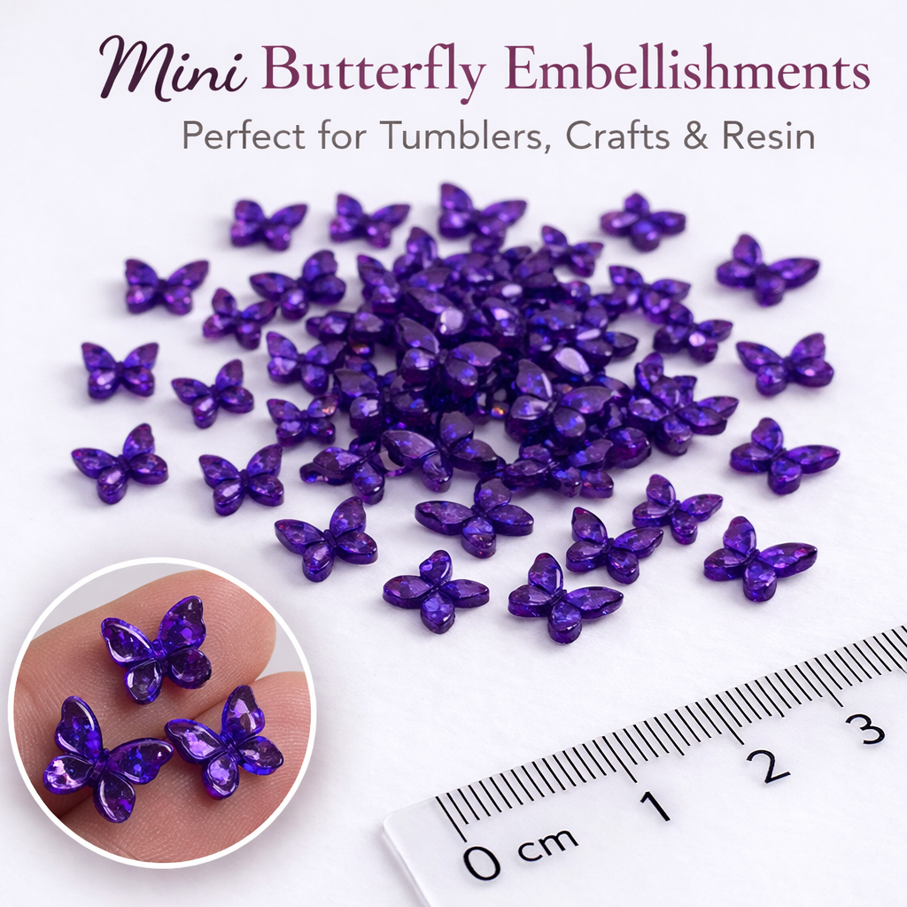 Mini Butterfly Resin Embellishments - Amethyst