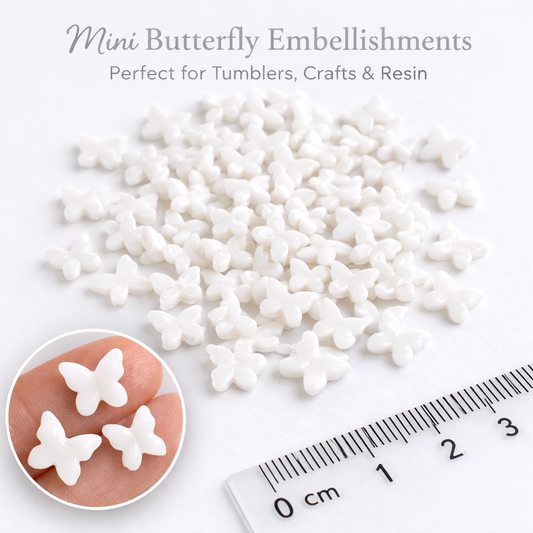 Mini Butterfly Resin Embellishments - White