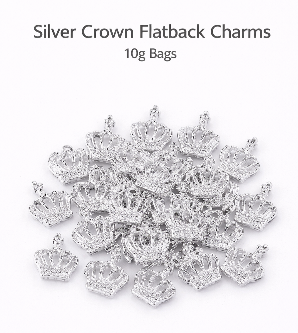 Silver Crown Flatback Charms