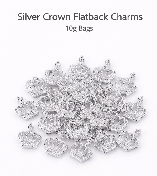 Silver Crown Flatback Charms