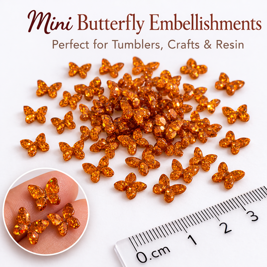 Mini Butterfly Resin Embellishments - Honey