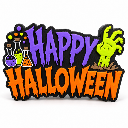 Happy Halloween Sign Purple/Orange