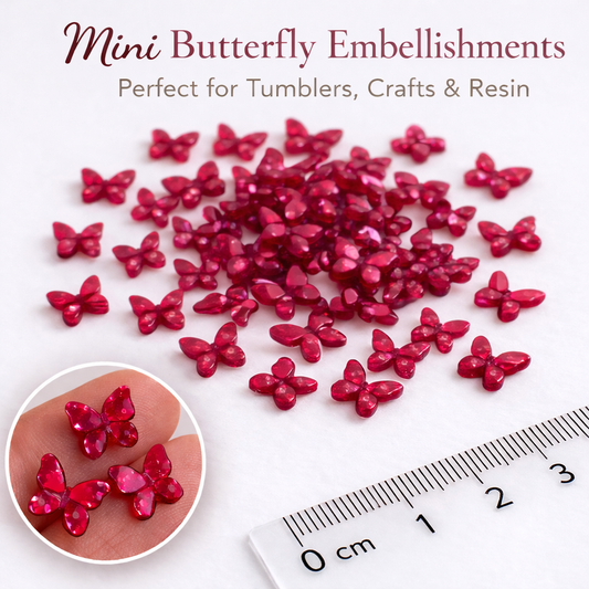 Mini Butterfly Resin Embellishments - Fuschia