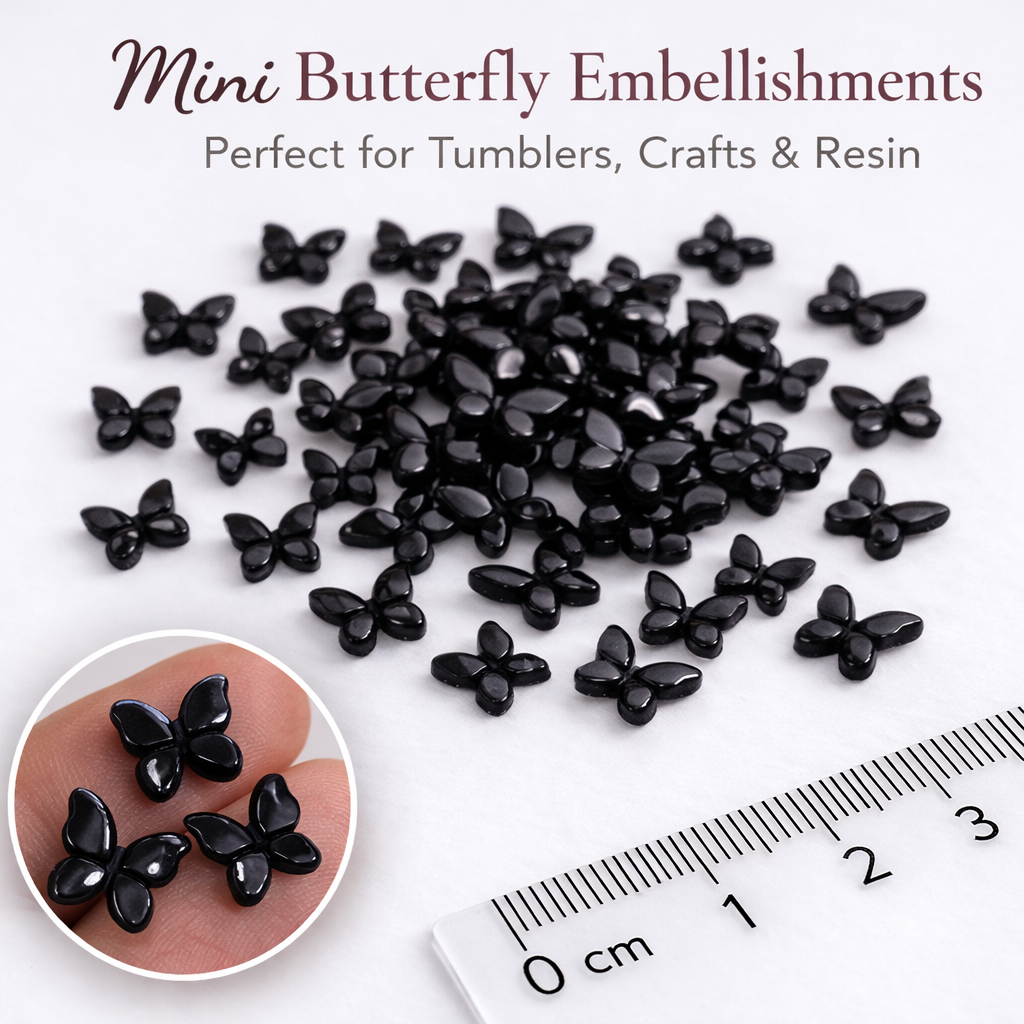 Mini Butterfly Resin Embellishments - Black