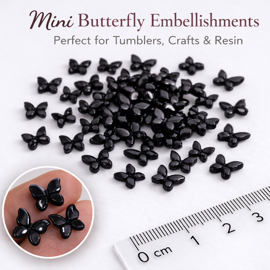 Mini Butterfly Resin Embellishments - Black