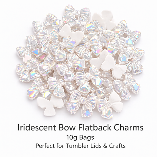 Iridescent Bow Flatback Charms